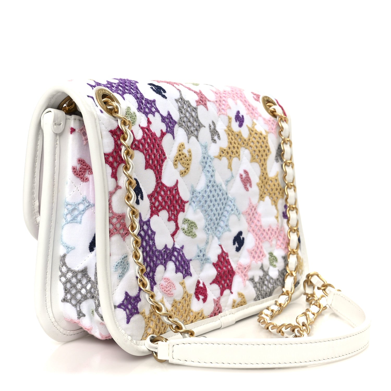 Chanel Lambskin Lace Patchwork Flap Bag Multicolor 1838246