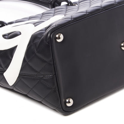 Chanel Calfskin Quilted Large Cambon Tote Black White 5 of 9