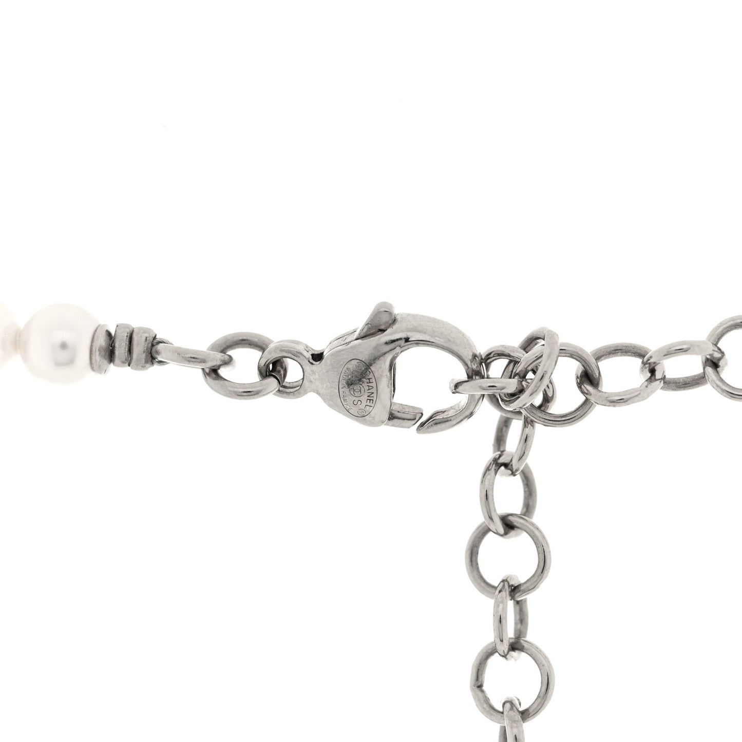 CC Crystal Square Pendant Lock Necklace Silver