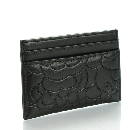 Chanel Lambskin Camellia Embossed Card Holder Black 3 of 8