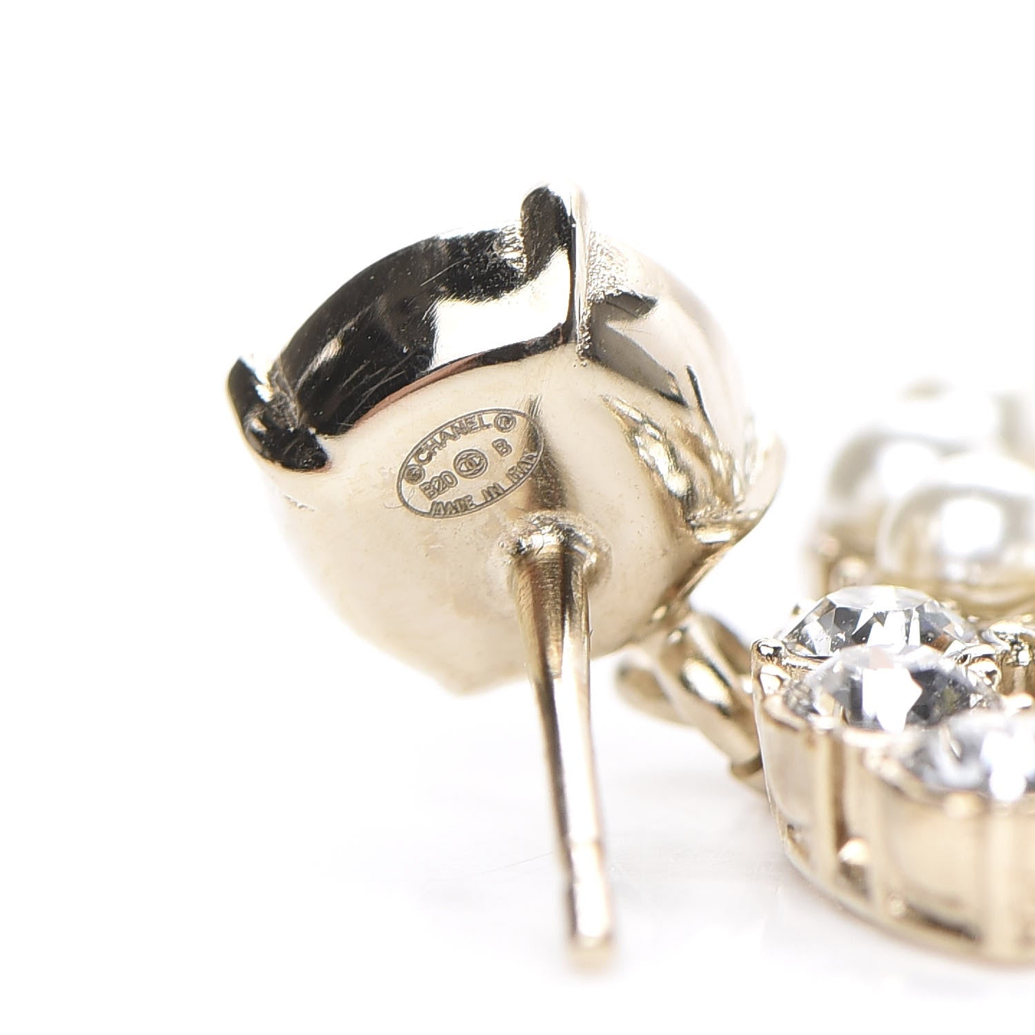 Chanel Crystal Pearl Dazzling Domino CC Drop Earrings Gold 4 of 5