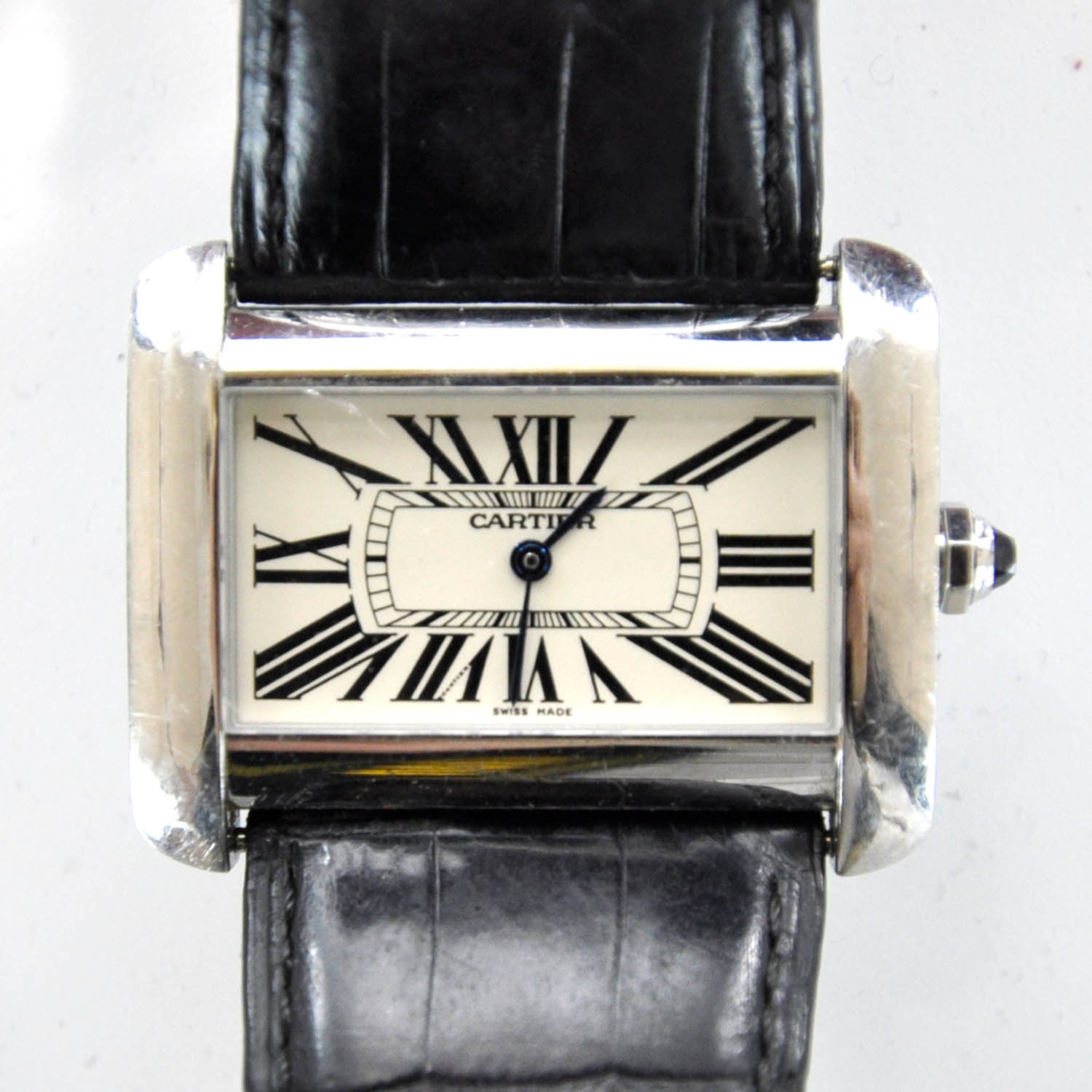 Cartier Stainless Steel Alligator 38mm Tank Divan Automatic Watch 8 of 9