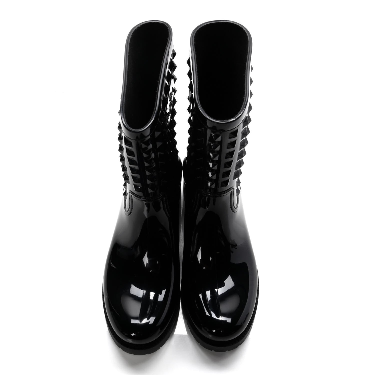 Valentino Garavani Rubber Rockstud Short Rainboots 41 Black 5 of 10