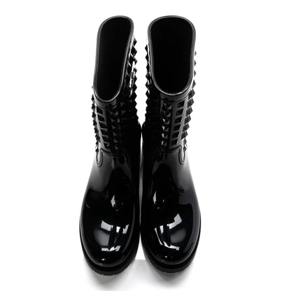Valentino Garavani Rubber Rockstud Short Rainboots 41 Black 5 of 10