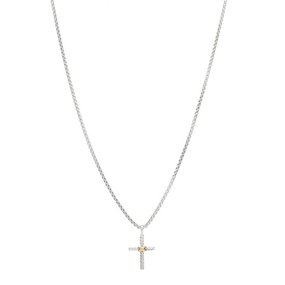 David Yurman Sterling Silver 14K Yellow Gold Petite X Cross Pendant Necklace 1 of 3