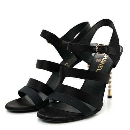 Chanel Kid Suede Pearl Sandals 42 Black 3 of 13