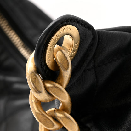 Chanel Shiny Lambskin Quilted Trendy Pockets Hobo Black 11 of 12