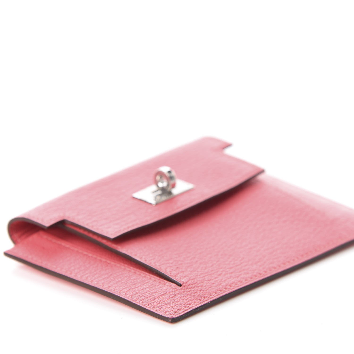 Hermes Chevre Mysore Kelly Pocket Compact Wallet Rose Lipstick 6 of 11