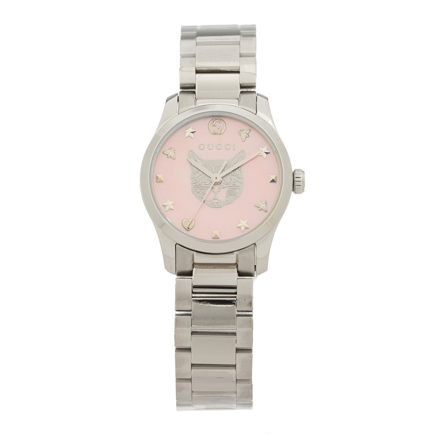 Stainless Steel Pink Mother of Pearl 27mm G-Timeless Cat Quartz Watch