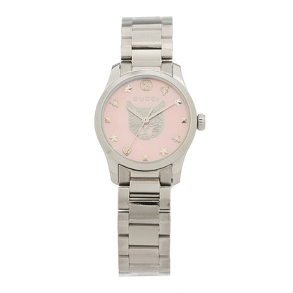 Gucci Stainless Steel Pink Mother of Pearl 27mm G-Timeless Cat Quartz Watch 1 of 4