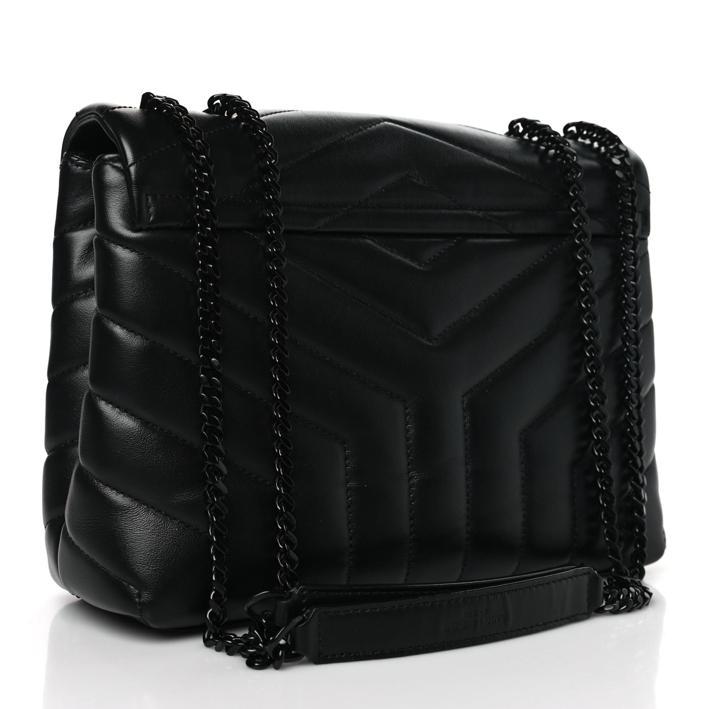 Calfskin Y Quilted Monogram Monochrome Small Loulou Chain Satchel Black
