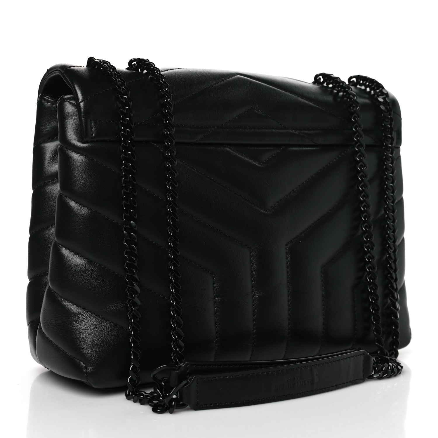 Saint Laurent Calfskin Y Quilted Monogram Monochrome Small Loulou Chain Satchel Black 3 of 9