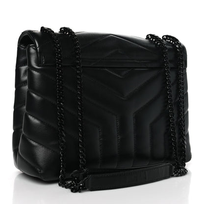 Saint Laurent Calfskin Y Quilted Monogram Monochrome Small Loulou Chain Satchel Black 3 of 9