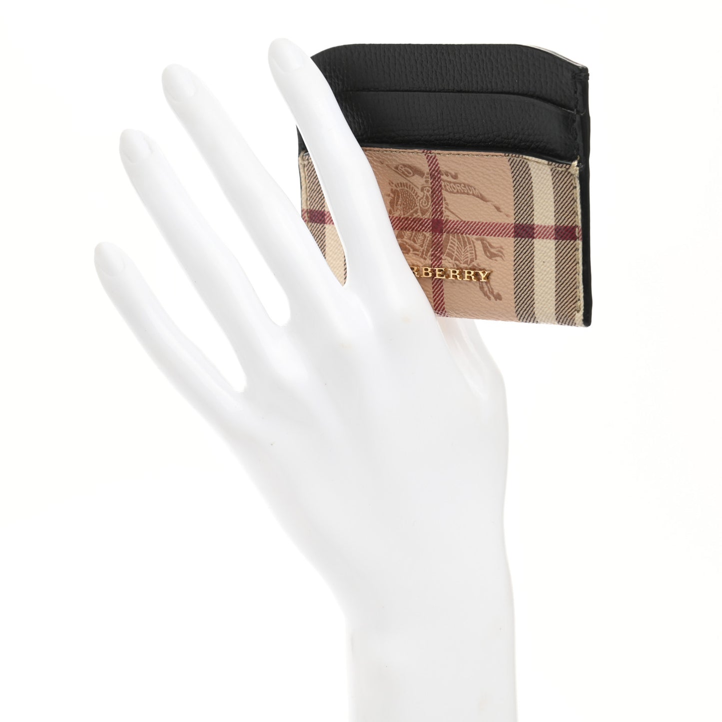 Soft Grain Calfskin Haymarket Check Izzy Card Case Black