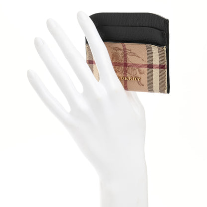 Burberry Soft Grain Calfskin Haymarket Check Izzy Card Case Black 2 of 8