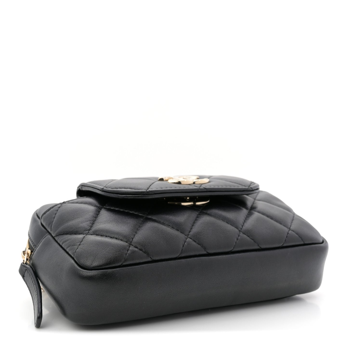 Lambskin Quilted Waist Bag Black