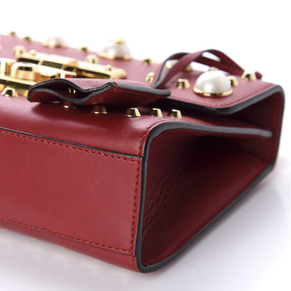 Gucci Calfskin Studded Small Padlock Shoulder Bag Hibiscus Red 9 of 12