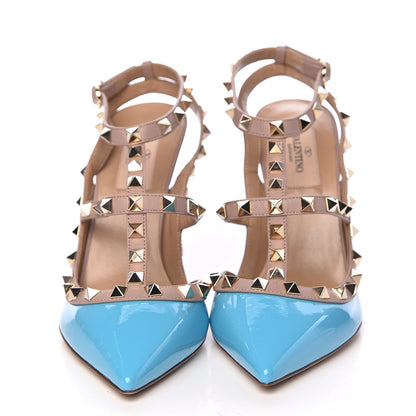 Valentino Garavani Patent Rockstud Ankle Strap 100mm Pumps 38.5 Parrot Poudre 2 of 8