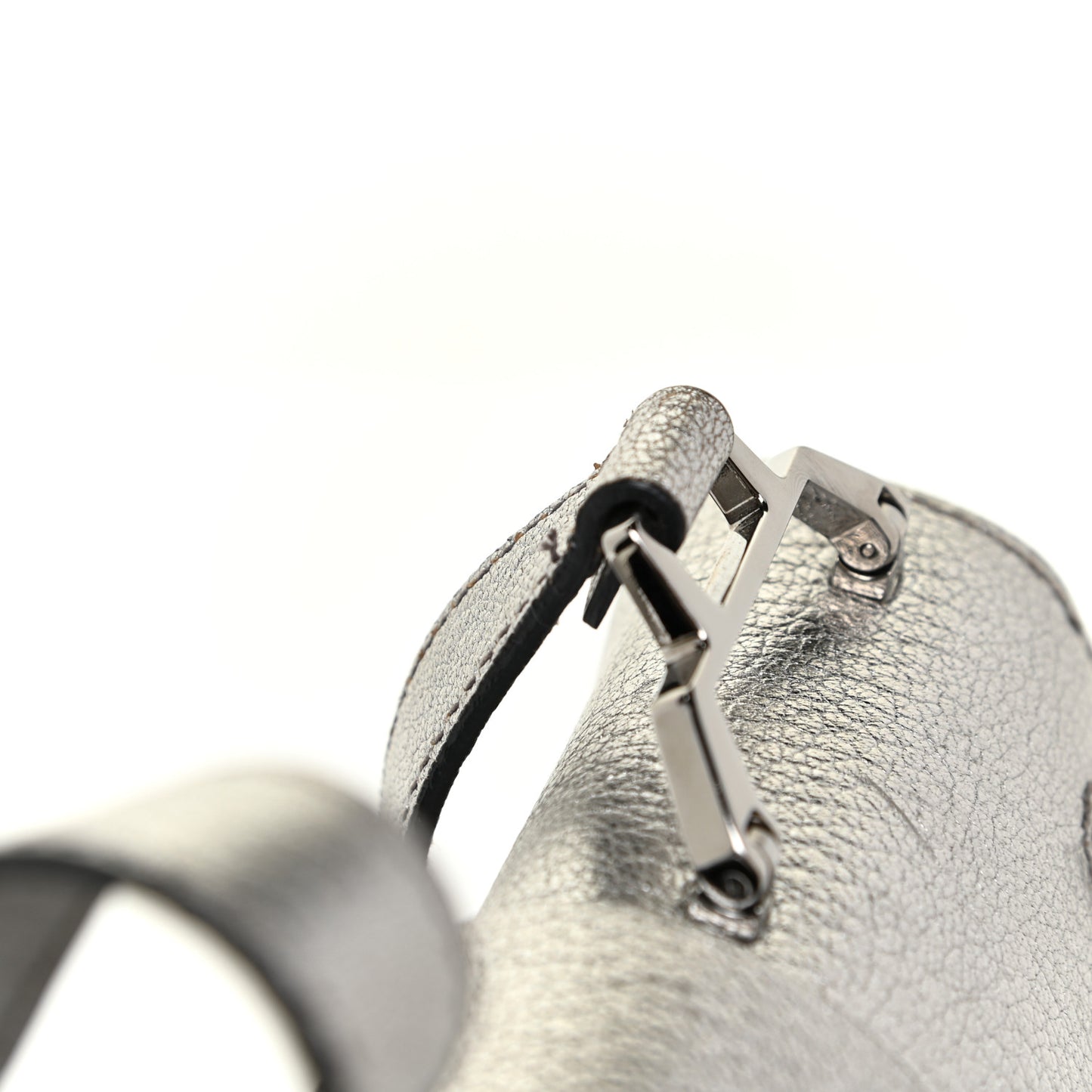 Metallic Goatskin Bandoliera Madras Shoulder Bag Chrome
