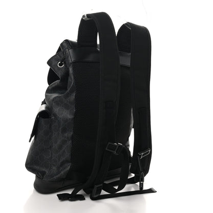 Gucci Soft GG Supreme Monogram Calfskin Web Double Buckle Backpack Black 3 of 10