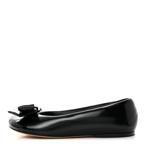 Puffy Lambskin Padded Bow Ballerina Flats 39 Black