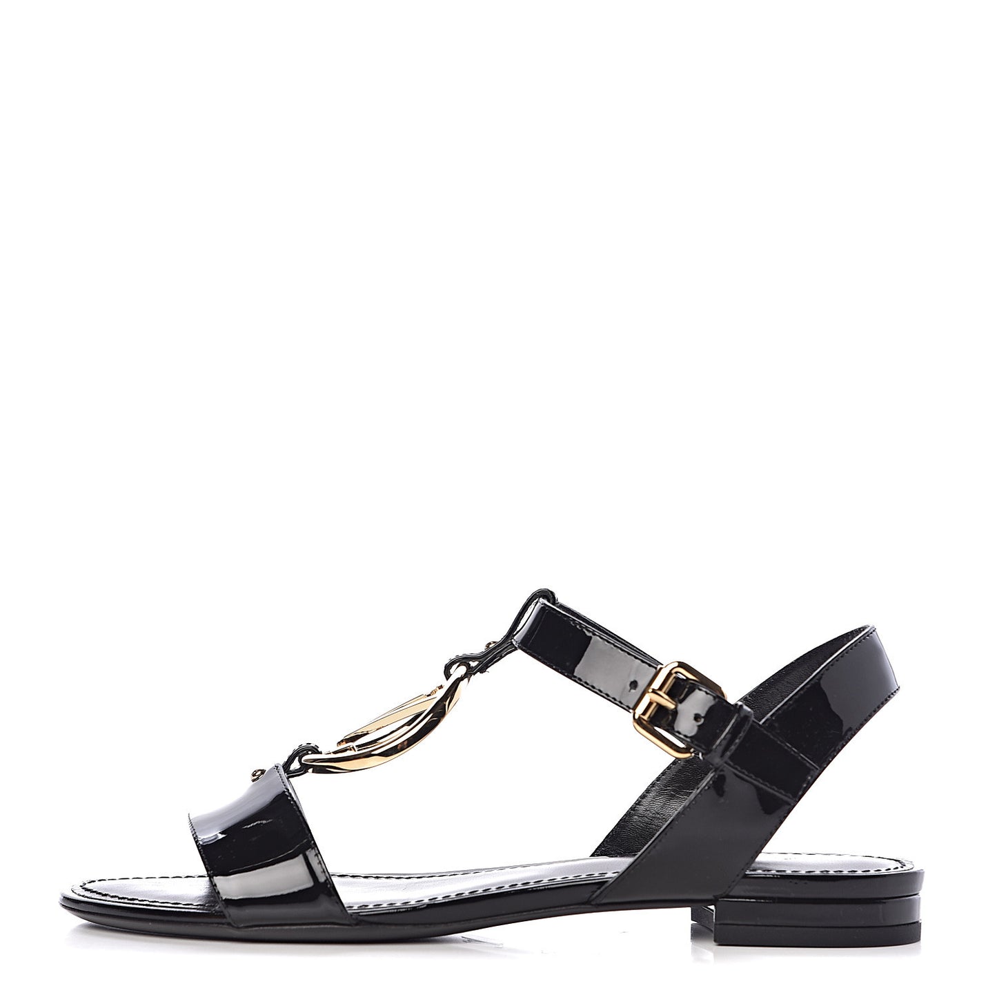 Patent Carioca Flat Sandals 37 Black