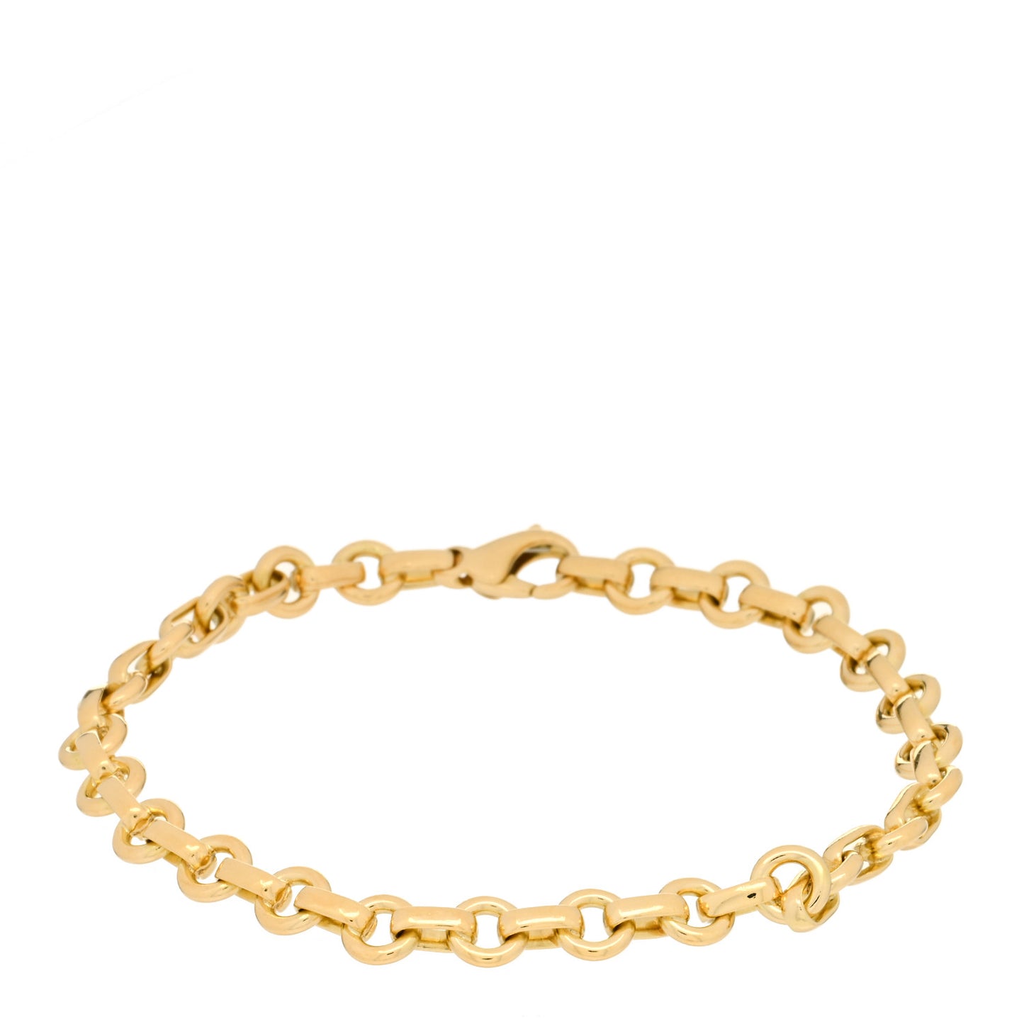 18K Yellow Gold Circle Link Chain Bracelet