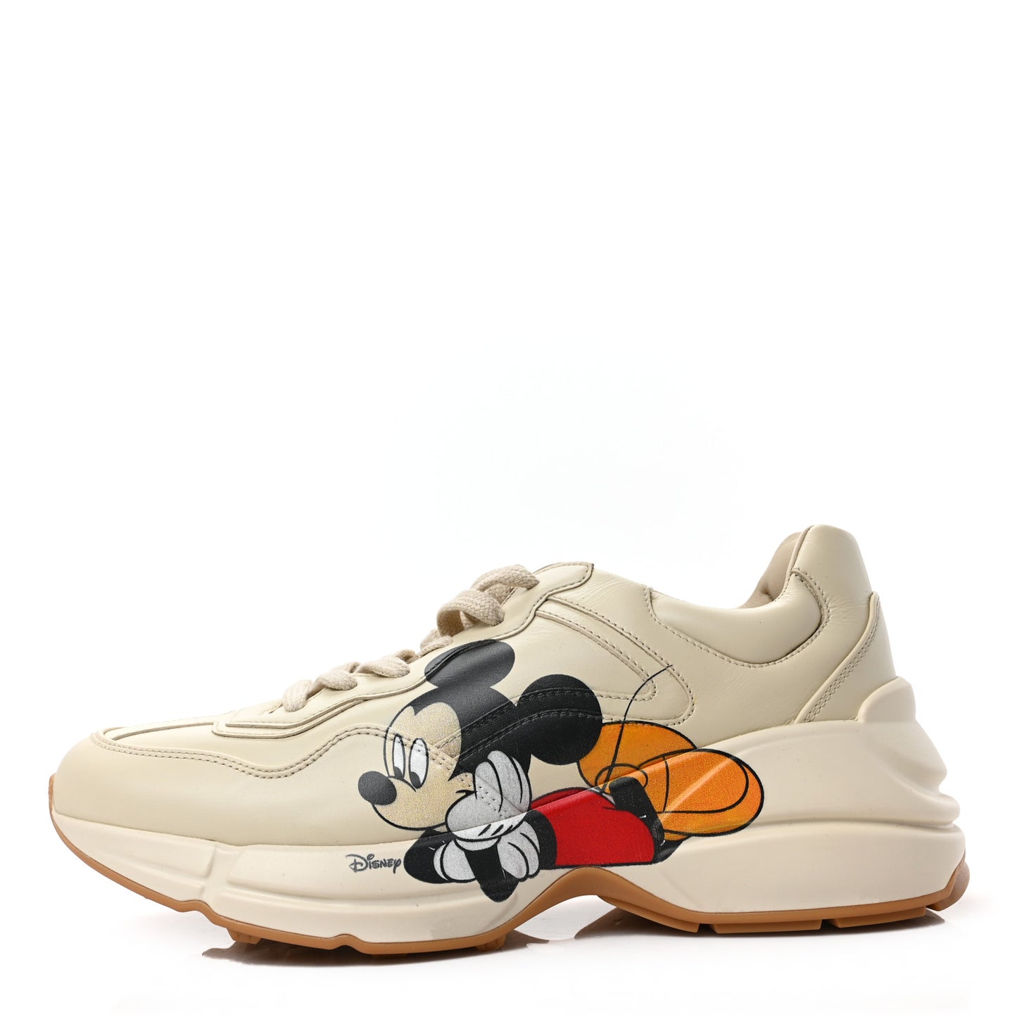 X DISNEY Calfskin Mickey Mouse Womens Rhyton Sneakers 38.5 Ivory