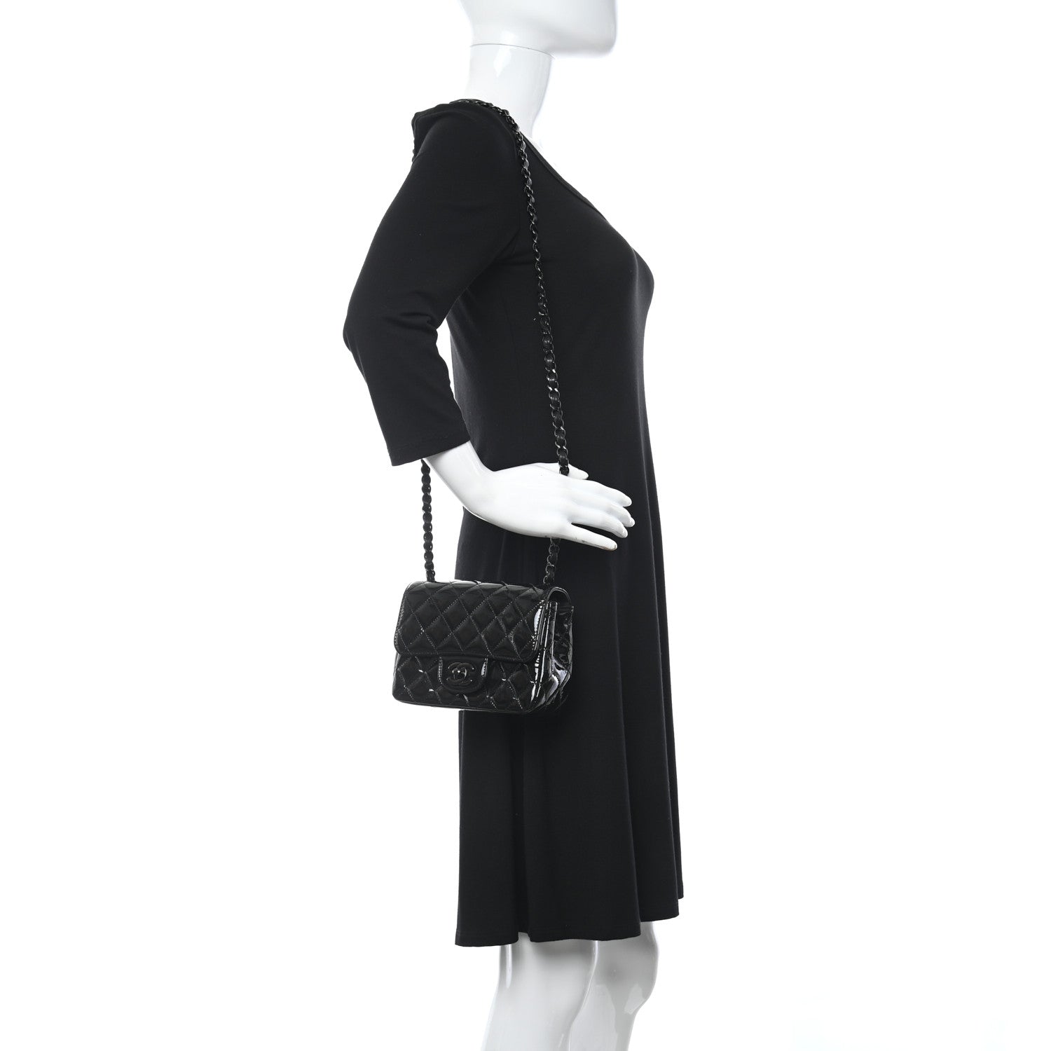 Chanel Patent Calfskin Quilted Mini Square Flap So Black 2 of 18