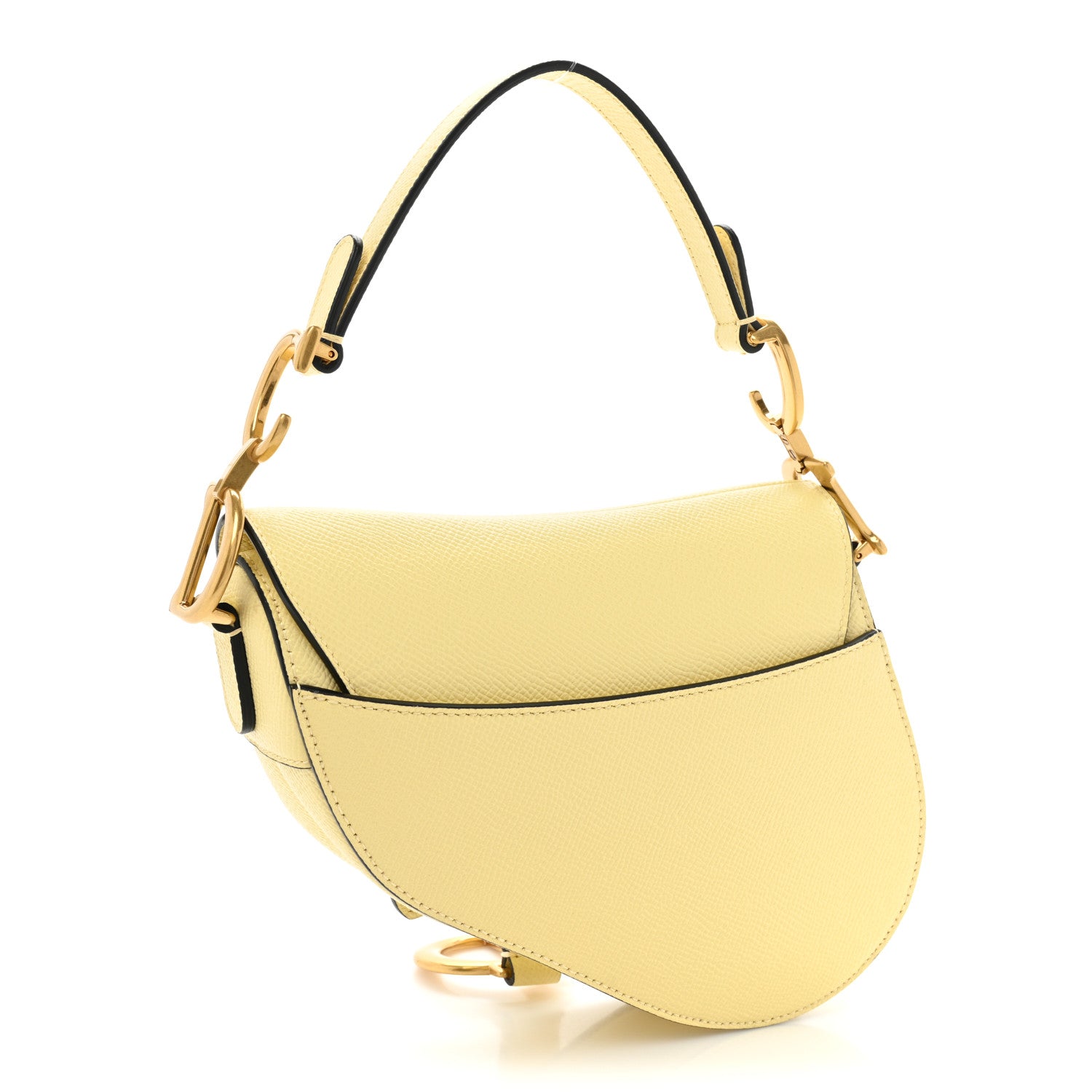 Christian Dior Grained Calfskin Mini Saddle Bag Yellow 3 of 9