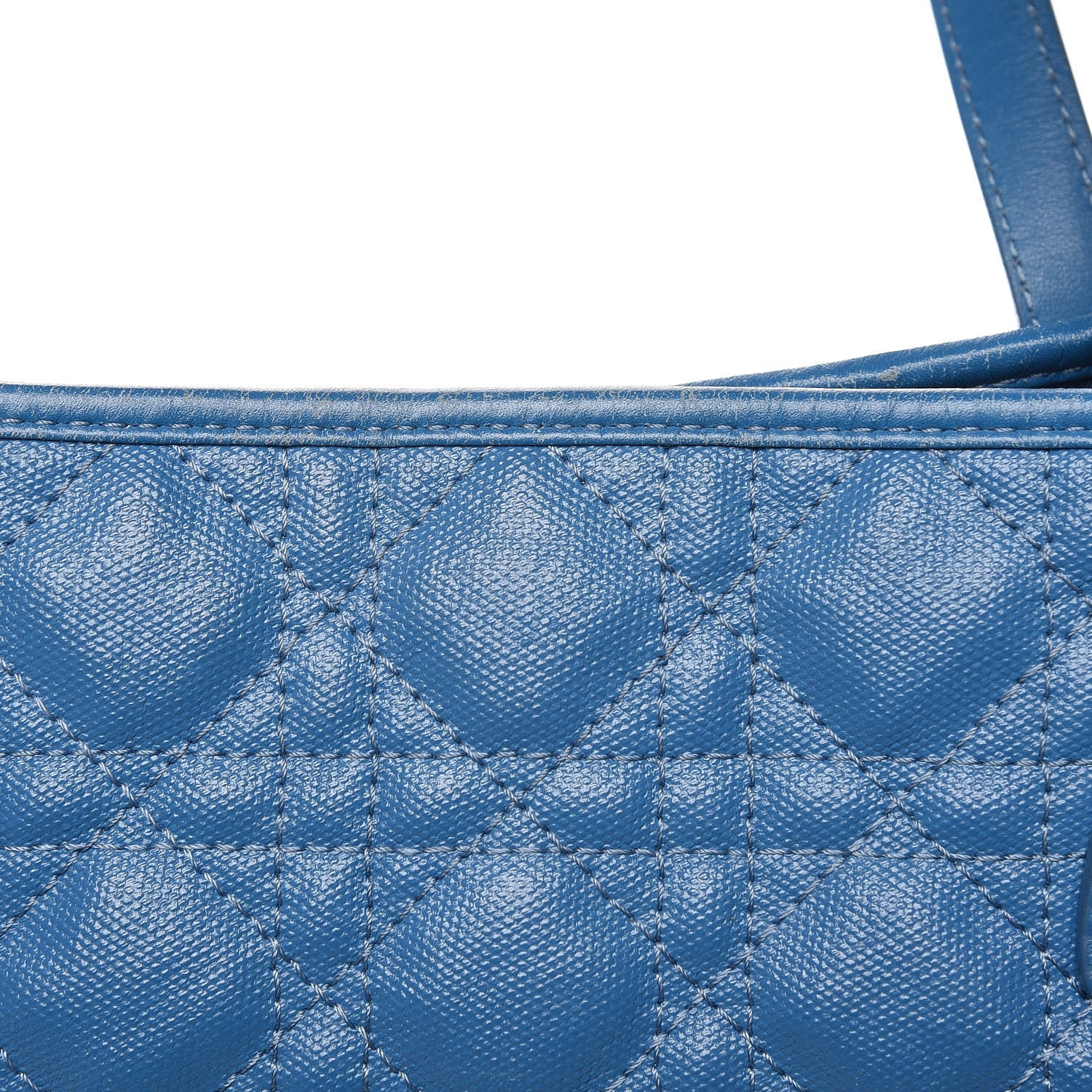 Christian Dior Coated Canvas Cannage Medium Panarea Tote Cobalt Blue 14 of 20