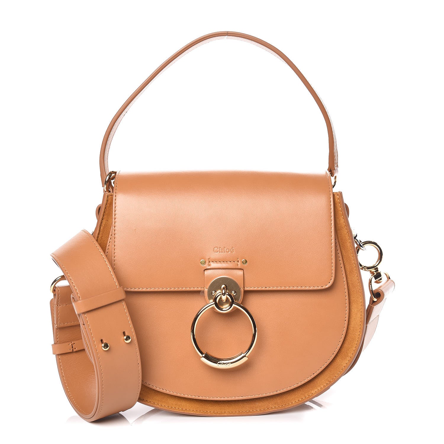 Chloe Calfskin Suede Large Tess Bag Autumnal Brown 1 of 10