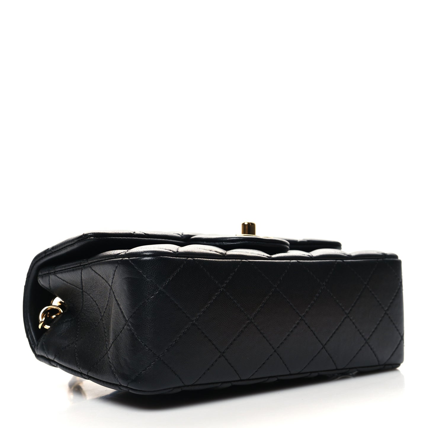 Lambskin Quilted Mini Rectangular Flap Black