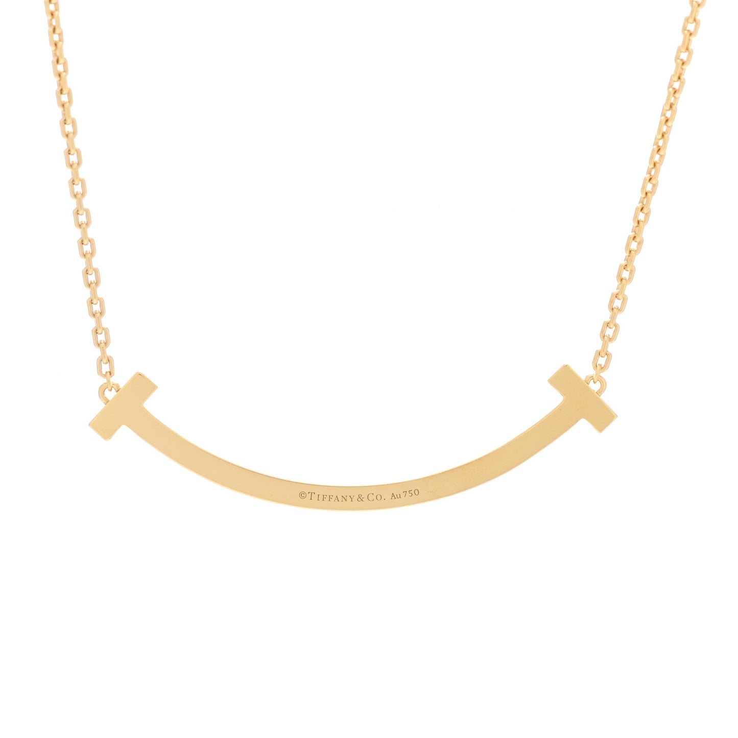 18K Yellow Gold Diamond Medium T Smile Pendant Necklace