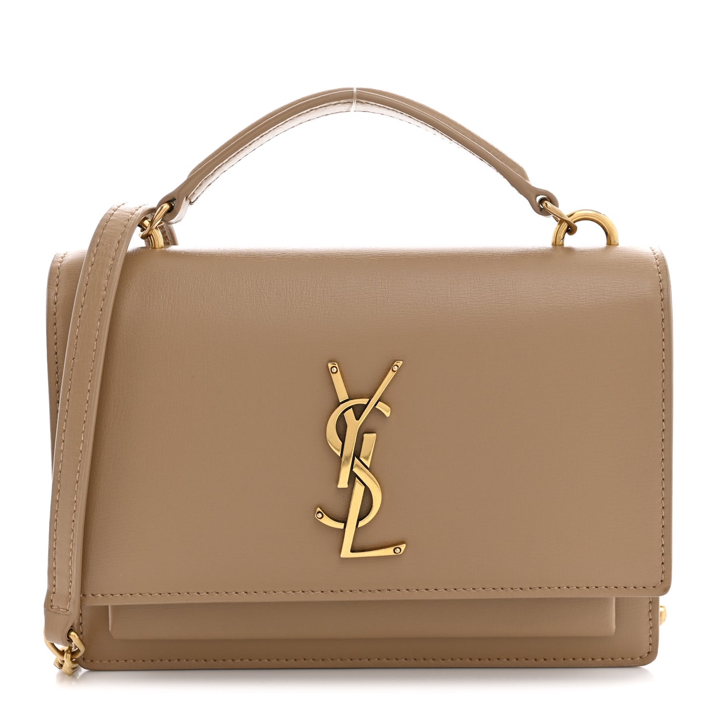 Calfskin Monogram Sunset Chain Wallet  Dark Toffee