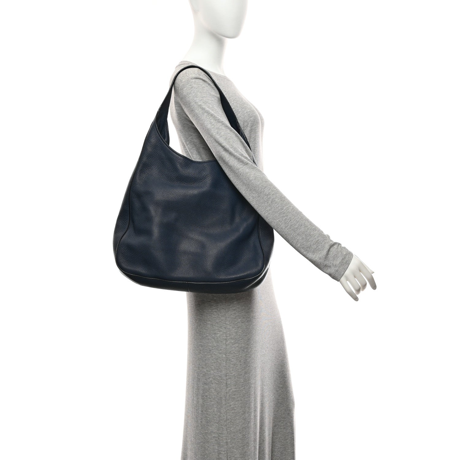 Prada Vitello Daino Pocket Hobo Bag Blue 2 of 10