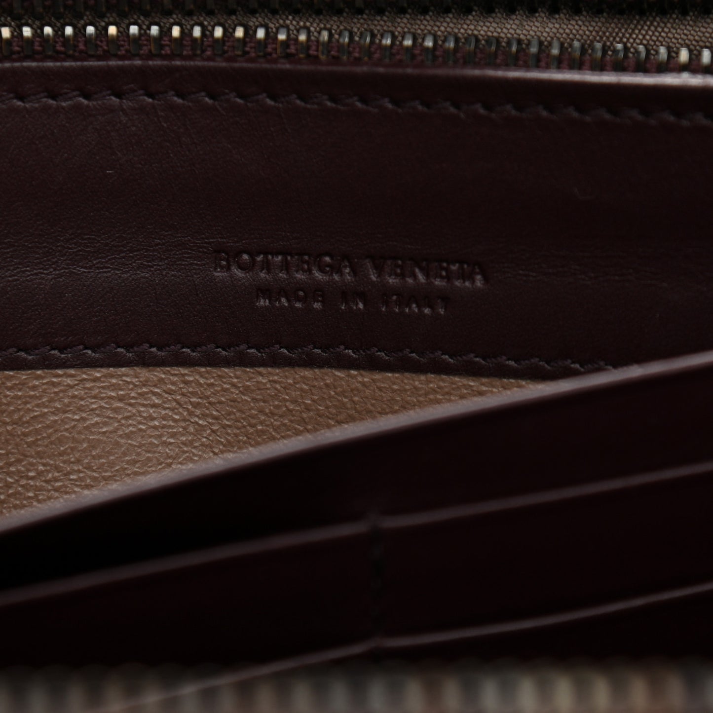 Nappa Intrecciato Zip Around Wallet Aubergine