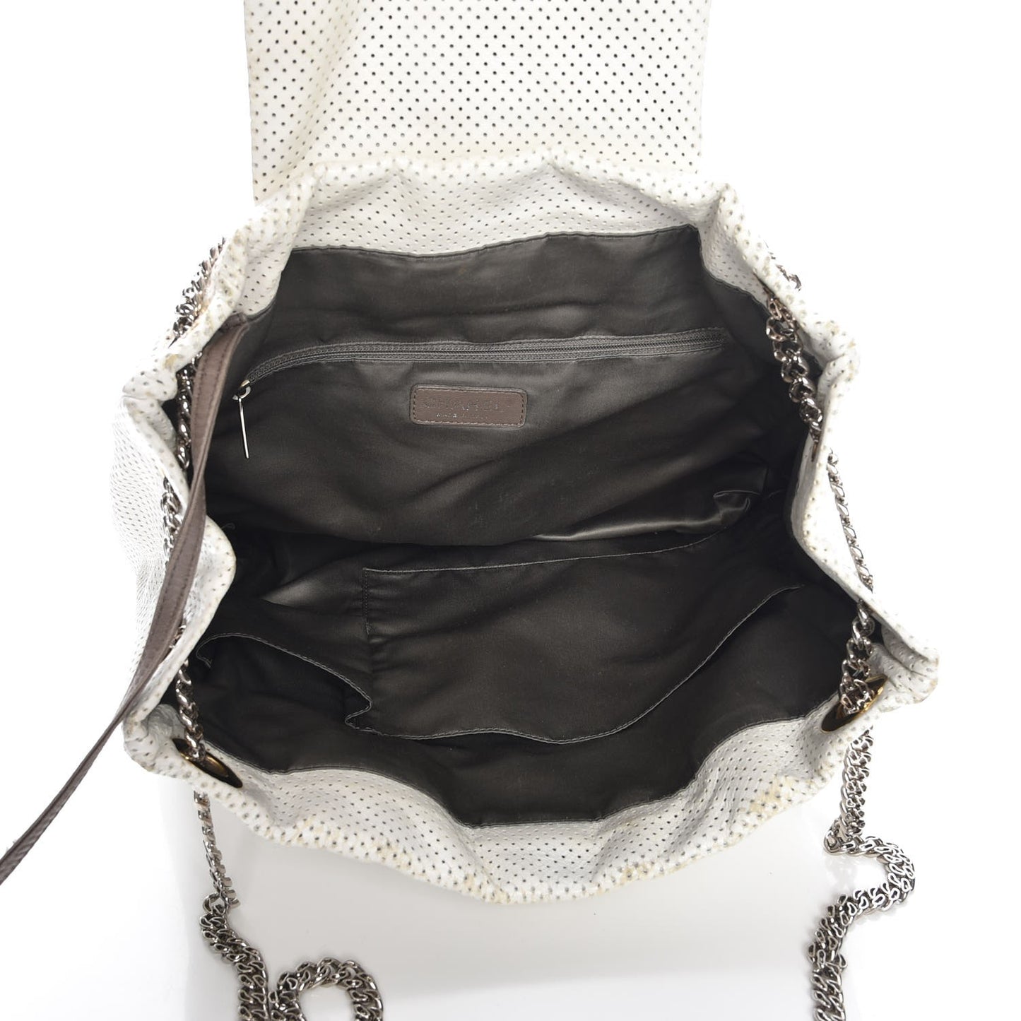 Perforated Calfskin Drill Shoulder Bag White