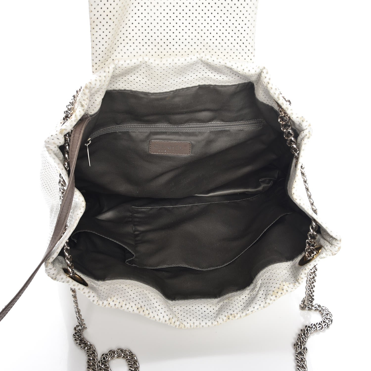 Chanel Perforated Calfskin Drill Shoulder Bag White 6 of 11