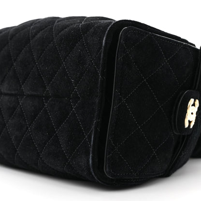 Chanel Suede Quilted Small Chanel 25 Handbag Black 10 of 12