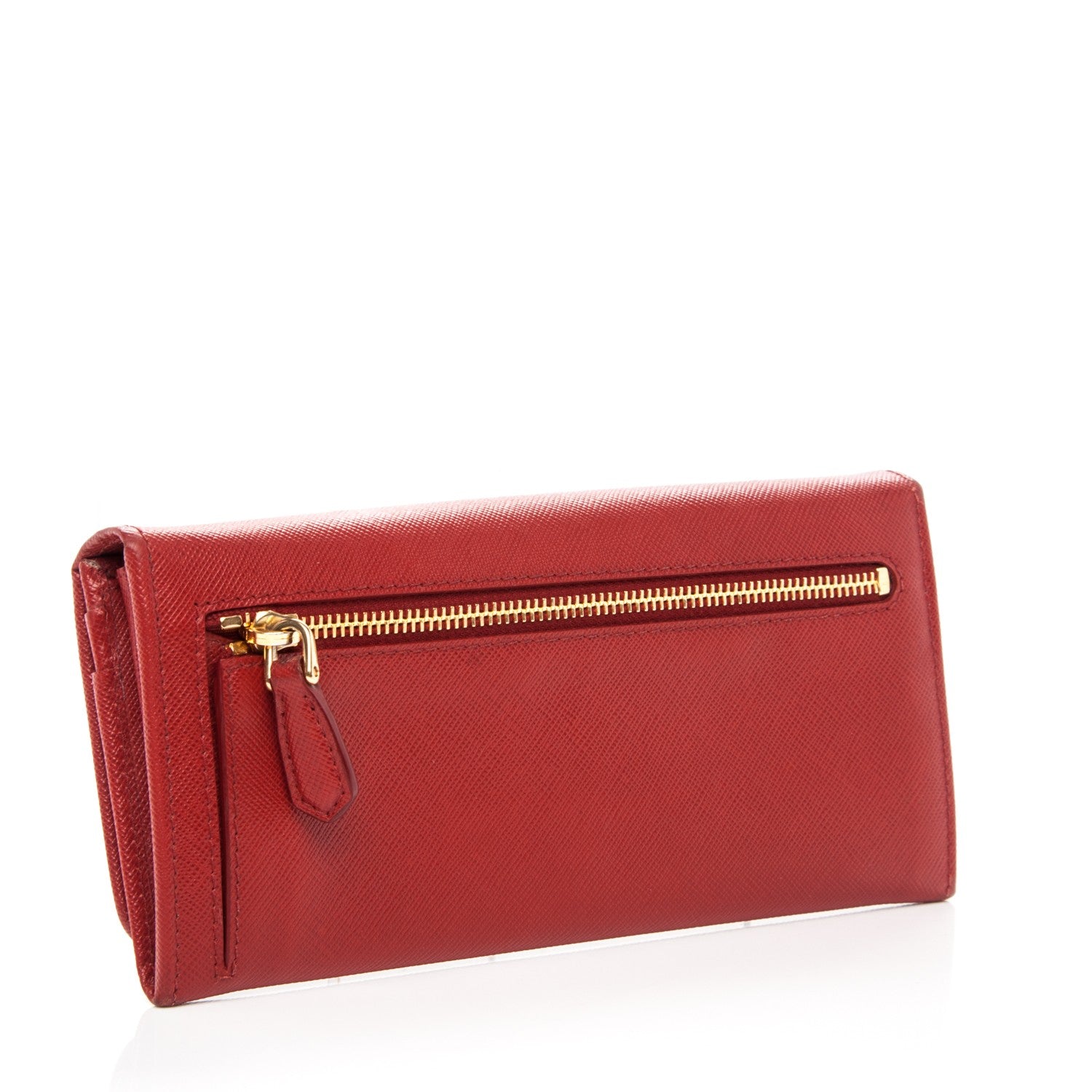 Prada Saffiano Metal Continental Flap Wallet Fuoco 3 of 8