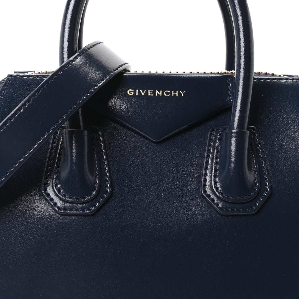 Shiny Lord Calfskin Mini Antigona Navy