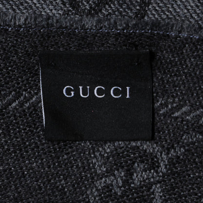 Gucci Wool Monogram Fringe Scarf Anthracite Black 5 of 5