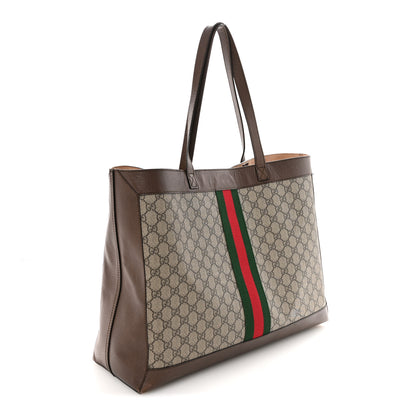 Gucci GG Supreme Monogram Web Ophidia Tote Brown 4 of 12