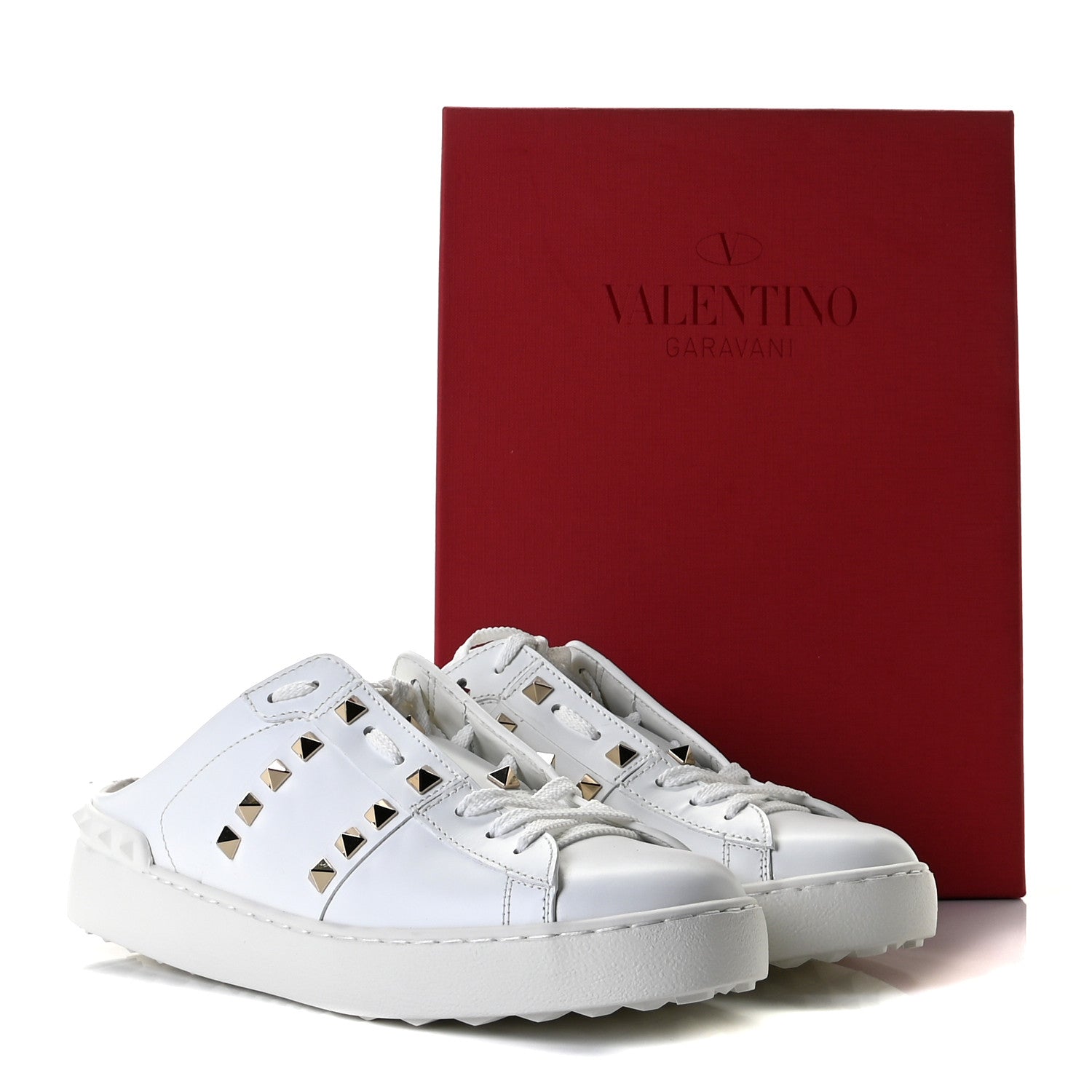 Valentino Garavani Calfskin Untitled Rockstud Sneakers 38.5 White 4 of 15