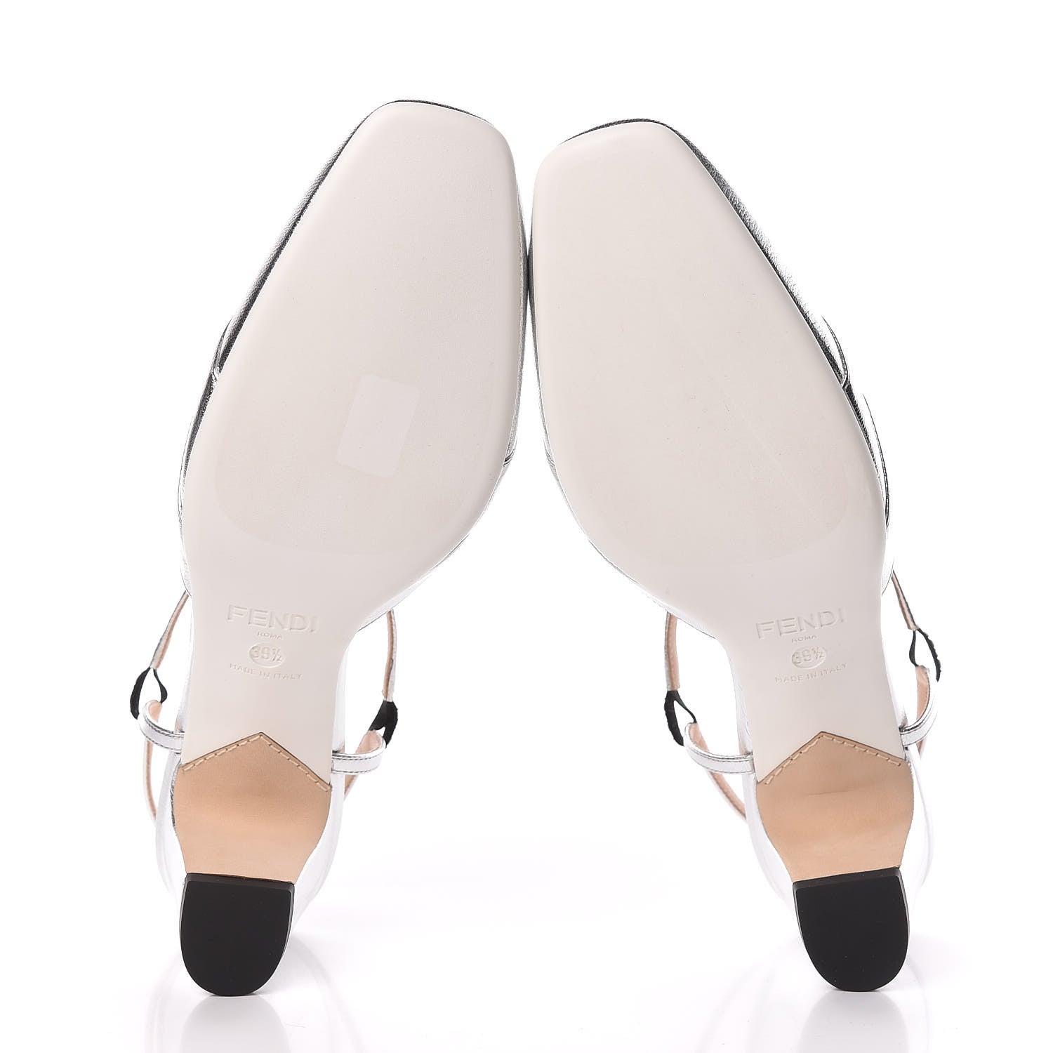 Fendi Metallic Goatskin T-Strap Pumps 39.5 Silver 5 of 8