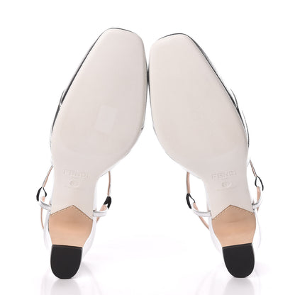 Fendi Metallic Goatskin T-Strap Pumps 39.5 Silver 5 of 8