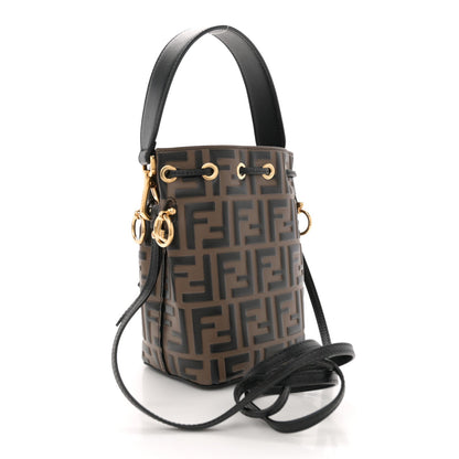 Fendi Vitello Liberty F is Fendi Bi-Color FF 1974 Embossed Mini Mon Tresor Bucket Bag Maya Black 3 of 10