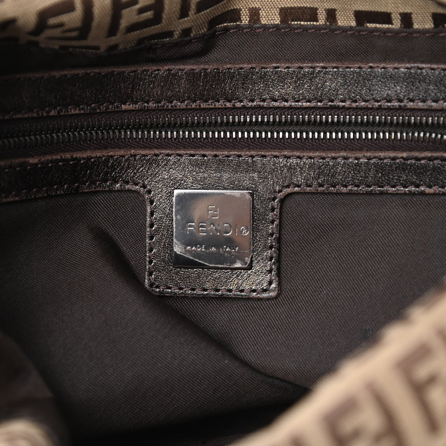 Fendi Zucchino Baguette Mogano Panna Brown 14 of 15