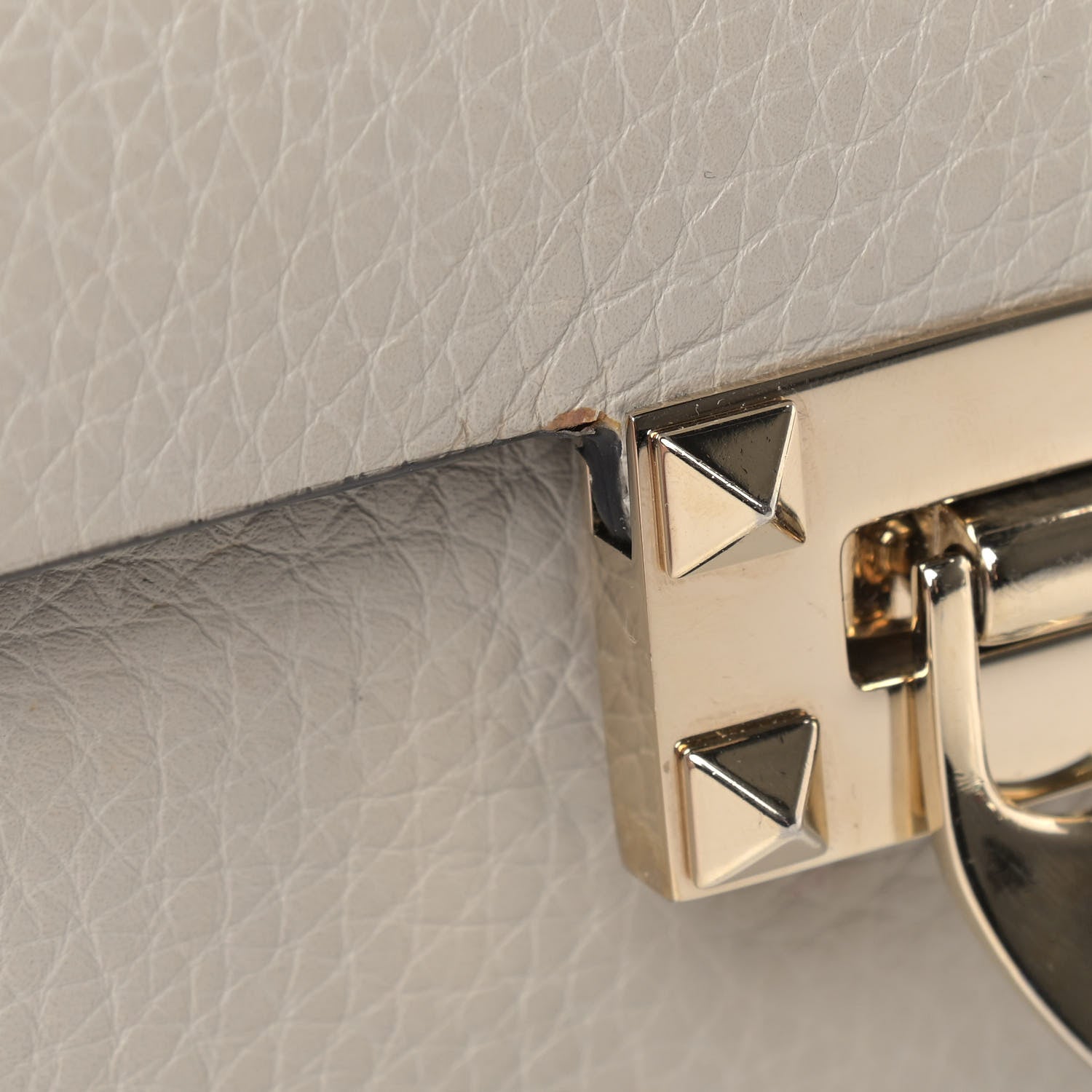 Valentino Garavani Pebbled Calfskin Small Rockstud Overlay Flap Shoulder Bag Opal Grey 9 of 11